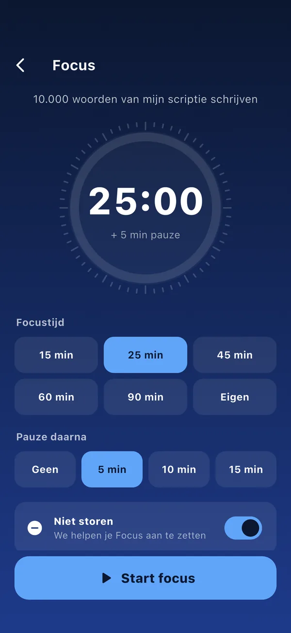 Focustimer om aan je doel te werken
