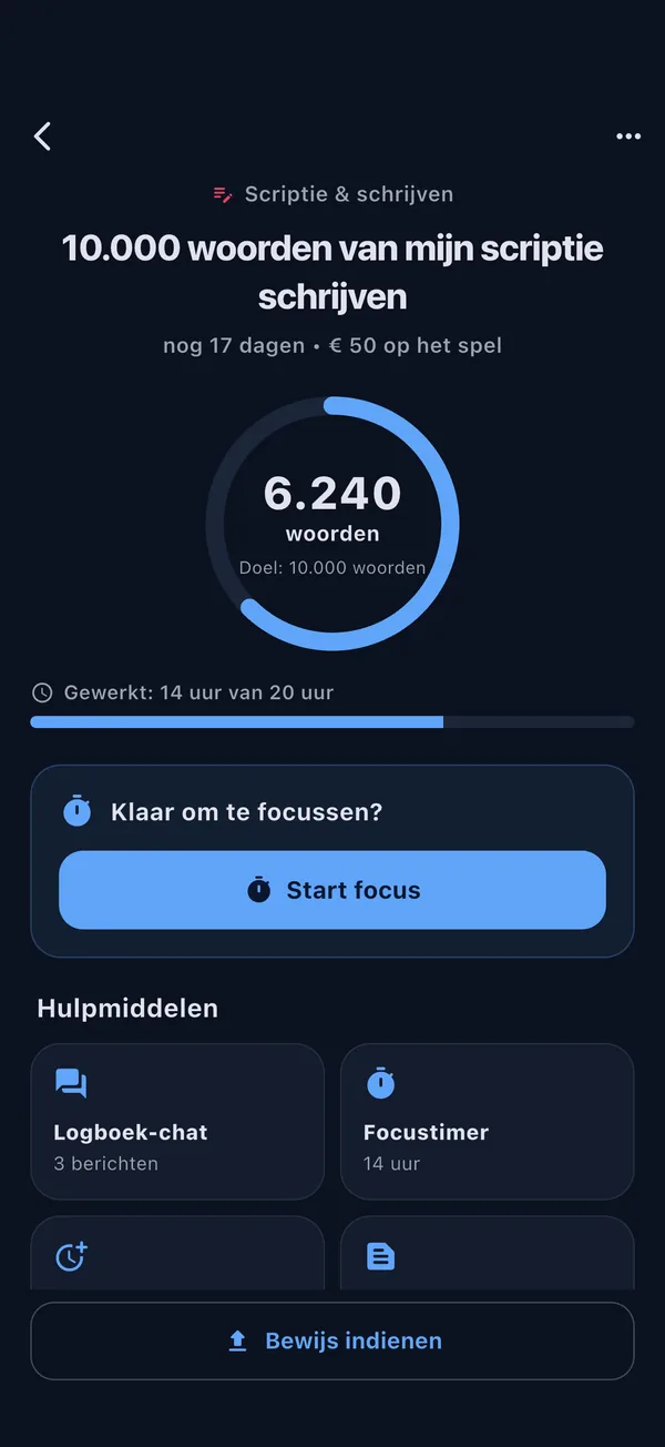 Doel instellen met geld op het spel in de Vowly-app