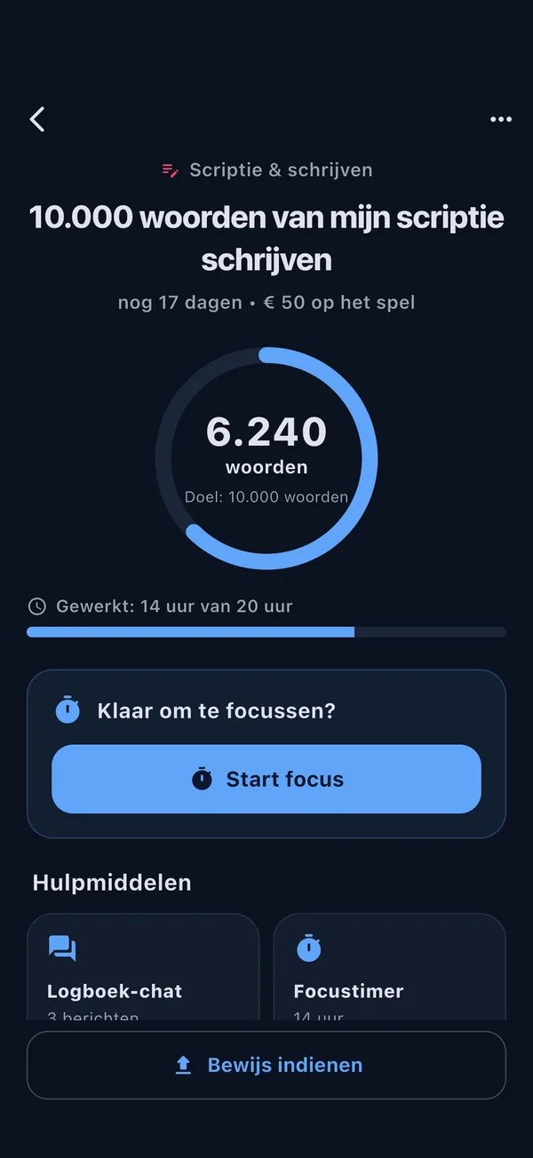 Doel instellen met geld op het spel in de Vowly-app
